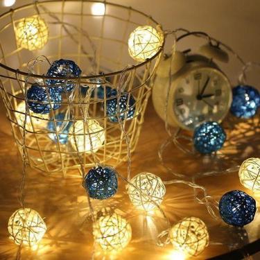 Imagem de Luminária Cordão Fio De Luz 20 Bolas Led Decoração - mrvendas