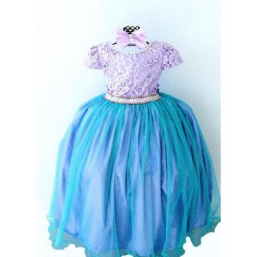 Imagem de Vestido Longo Infantil Lilás E Azul Princesa Sophia Sereia - Pingo de 