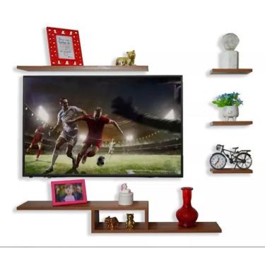 Imagem de Rack Suspenso Amadeirado com 4 Prateleiras Nichos - Artysul Móveis