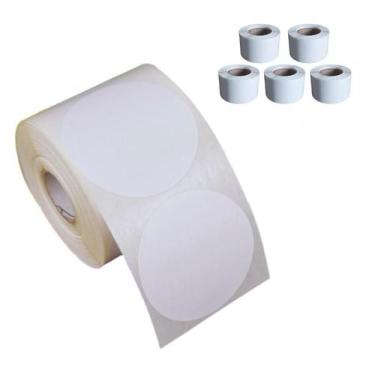 Imagem de 5 rolo de etiquetas adesivas termica 50x50 redonda 21 metros - Xd mega