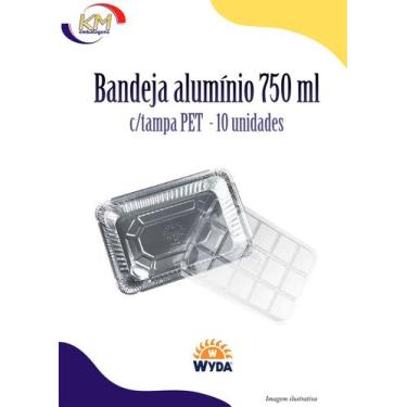 Imagem de Bandeja retangular c/tampa PET 750 ml c/10 unid - Wyda - food service,