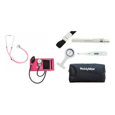 Imagem de Kit Esfigmo E Estetoscópio Rappaport Duplo - PAMED - P. A. MED,  Rosa