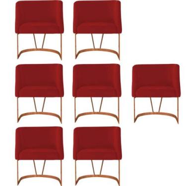 Imagem de Kit 07 Poltrona Cadeira Aurora Luxo Confort Industrial Ferro Bronze Su