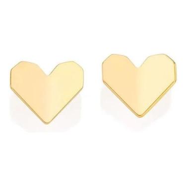 Imagem de Brinco Coração Origami Folheado A Ouro Rommanel 527145, Branco, unico