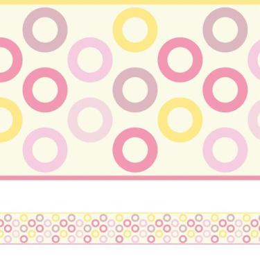 Imagem de Faixa Decorativa para Quarto de Bebê Círculos Rosa 20mx10cm - Quartinh