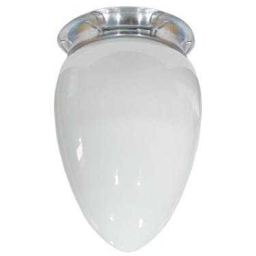 Imagem de Plafon Colonial Aluminio Natural Com Globo Pera Leitosa - CM GLASS - C