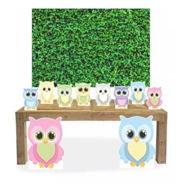 Imagem de Kit Display de chão totens Corujas Menina 9 Pçs + Painel 150x100m - x4
