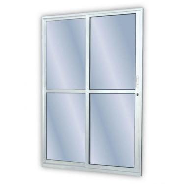 Imagem de Porta de Alumínio de Correr 210x120cm 2 Folhas 1 Fixa com Vidro Liso T