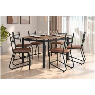 Imagem de Mesa de Jantar 6 Cadeiras Retangular Preto Fosco Artefamol Valência, P