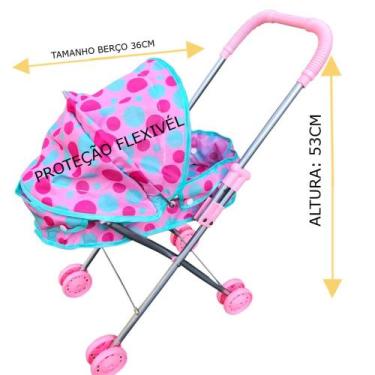 Imagem de Carrinho Boneca Passeio Divertido Ferro Reforçado Dobrável Dm toys