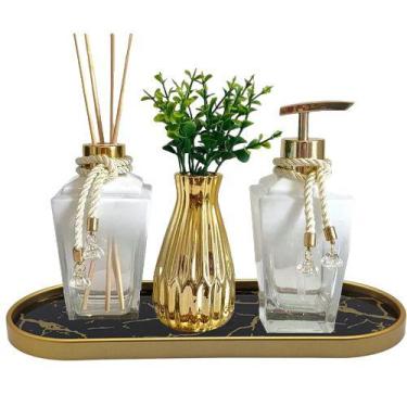 Imagem de Bandeja Decorativa Pedra Mármore Plástico Multiuso Mesa Casa Cozinha -