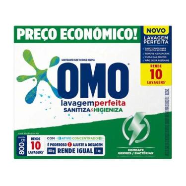 Imagem de Sabão Pó Lavagem Perfeita Sanitiza Higieniza OMO 800g Caixa - Não Info