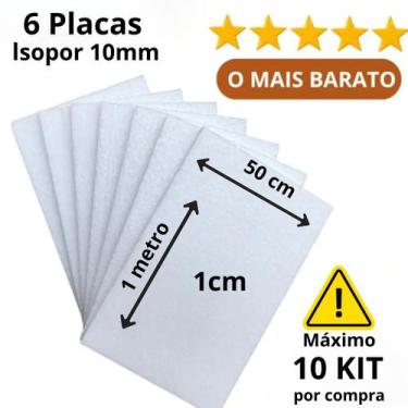 Imagem de 6 Placas de Isopor 10mm 100cm x 50cm x 1cm Forro - ECO ISO - 360.DIGIT