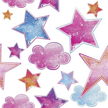 Imagem de Papel De Parede Adesivo Lavável sala Bebê Nuvem Estrelas 10m - DELIQUA