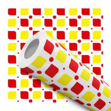 Imagem de Papel De Parede Adesivo Lavável Pastilhas Multi Colors Amarelo e Verme