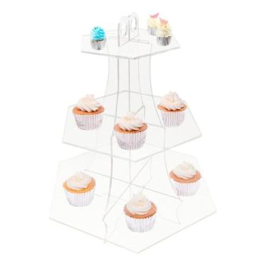 Imagem de Suporte Acrílico 3 Andares Transparente Doces Cupcake Mesa Festa Elega