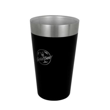 Imagem de Copo Térmico Goldbeer Chopp Cerveja Inox Original - AZ135, Preto