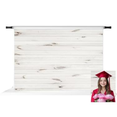 Imagem de Fundo de madeira Kate White com textura horizontal de madeira para decoração de festa, pano de fundo para estúdio, acessório para foto, 158683, 7x5ft