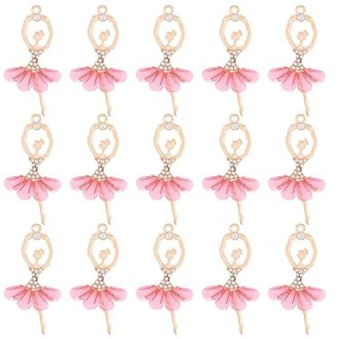 Imagem de SUNNYCLUE 1 CAIXA Berloques de Bailarina Pingente de Dança em Massa Tema de Ballet Dançarina Sapato Saia Rosa Vestido Cristal Strass Grandes Pingentes de Liga para Fazer Joias Brincos Colar Pulseiras