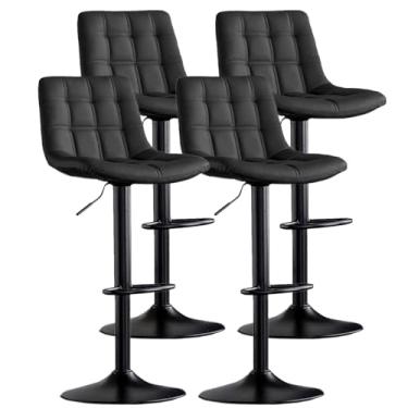 Imagem de Banqueta Alta Giratória para Cozinha em Couro Sintético Duoffice Kitana DU77 (4, Preto)