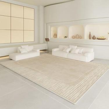 Imagem de Tapete listrado artístico bege creme luxuoso sala de estar tapetes enormes fácil de cuidar cabeceira quarto tapete, YHT019,2,A,300x400CM