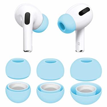 Imagem de IiEXCEL 3 pares compatíveis com AirPods Pro 1st 2nd Ear Tips Buds, pequeno, médio, grande, 3 tamanhos de borracha de silicone, acessórios de gel compatíveis com AirPods Pro 2 e 1º - S/M/G azul claro