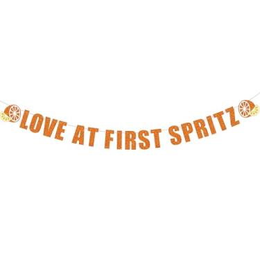 Imagem de Faixa pré-amarrada Love at First Spritz, decoração de festa de chá de panela Aperol Spritz, chá de panela cítrico, decorações de festa de casamento de despedida de solteira, laranja para meninas,