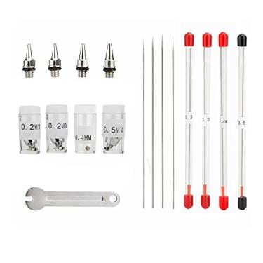 Imagem de Uouteo Agulhas de bocal de aerografia de 0,2 mm, 0,3 mm, 0,4 mm, 0,5 mm, peças de reposição para pistola de gatilho de aerógrafo