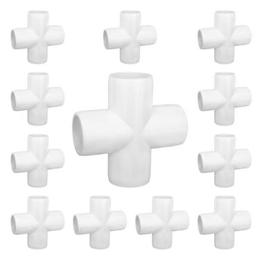 Imagem de Pacote com 12 conectores de encaixe de PVC cruzados de 2,5 cm, acessórios de cotovelo de grau de móveis cruzados de 4 vias para prateleiras de PVC DIY para construção de móveis de jardim e barraca de