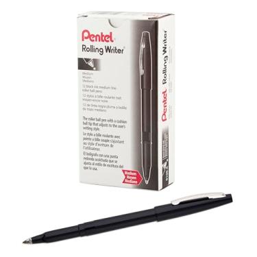 Imagem de Pentel R100A Caneta esferográfica rolante, 0,8 mm, barril/tinta preta, dúzia