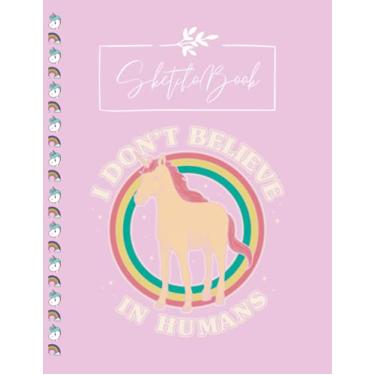 Imagem de SketchBook: Unicorn Believe Sketchbook Notebook Large Ruled Lined Pages For Writing for Kid