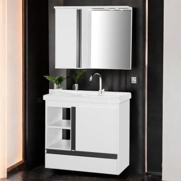 Imagem de Gabinete de Banheiro com Espelheira Kit Macapá 60cm Branco