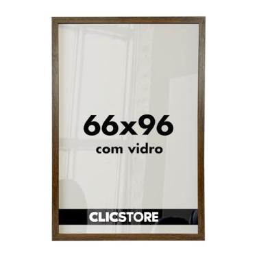 Imagem de Moldura Decorativa 66x96 cm p/Quadro Pôster Imagem Arte Foto Painel Decorativo com Vidro Parede Sala Quarto Escritório (Tabaco)
