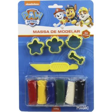 Imagem de Massa de modelar 6 cores 4 moldes 1 faquinha patrulha canina - Azul