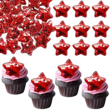 Imagem de Gyufise 24Pcs Star Cupcake Topper Twinkle Twinkle Little Star Cupcake Picks Kids Birthday Wedding Engagement Baby Shower Cake Decorations Party Supplies Red