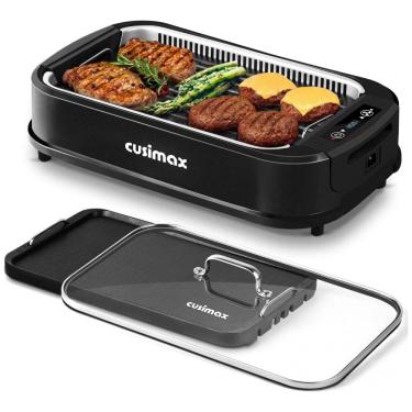 Imagem de Churrasqueira Grill Elétrica até 6 Porções com Chapa Antiaderente e Painel Digital, 110V, CUSIMAX, Preta
