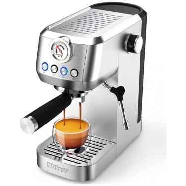 Imagem de Máquina de Café Expresso Profissional 20 Bar de Pressão, Aço Inoxidável, 110V 1350W, MAttinata, Prata