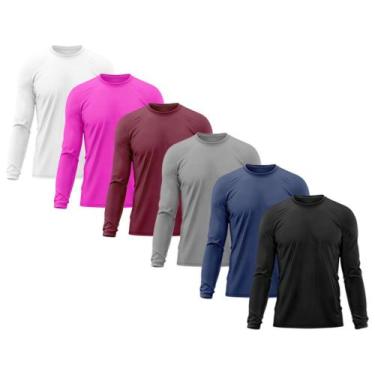 Imagem de Kit 6 Camisetas Masculina Adulto Proteção Solar UV Manga Longa Segunda