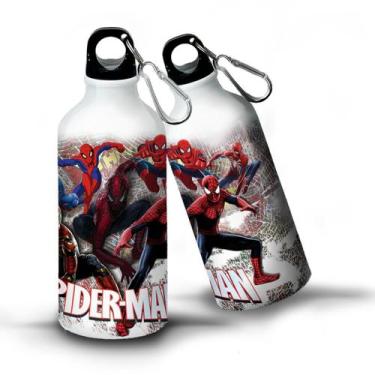 Imagem de Squeeze Garrafa Homem Aranha Aluminio Branca Marvel - OntheLight