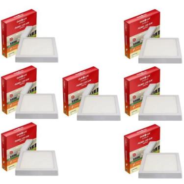 Imagem de 7 Luminárias Led Quadrada Sobrepor 24w 4000k Bivolt - OUROLUX, Bivolt