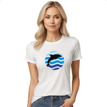 Imagem de Camiseta Baby Look Animais marinhos Golfinho silhueta sunset - Alearts