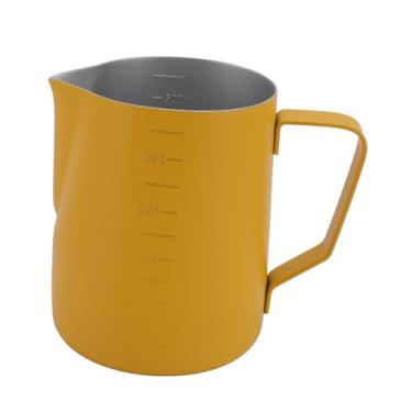 Imagem de Jarra fumegante com escala transparente, jarra de espuma de leite de aço inoxidável, copo de espuma de leite, copo de arte com latte, acessórios para máquina de cappuccino, jarro de espuma de leite