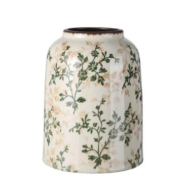 Imagem de Vaso de cerâmica verde e bege, vaso vintage para decoração de casa, sala de estar, estante de livros, escritório, decoração milenar, decoração chinesa