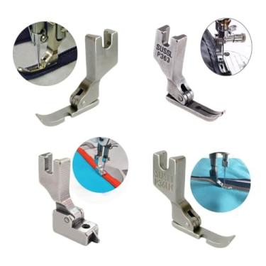 Imagem de Kit 4 Calcadores Zíper Lado Direito,Esquerdo,Central,Invisivel Calcador para Máquina de Costura Industrial Reta Kit para costura industrial