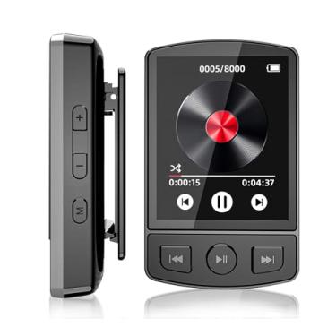 Imagem de MP3 Music Player MP3 Player Bluetooth Música Digital Portátil Bluetooth FM Som sem Perdas HiFi Suporte TF Card de Até 128 GB Preto(Função de clipe traseiro)-FBA