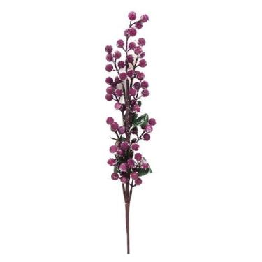 Imagem de Galho Decorativo Natalino Natal Berry Roxo Uva Azevinho 63cm Tok da Ca