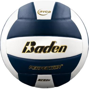 Imagem de Baden | Perfeição | Couro premium | Jogo de vôlei oficial interno | 13U para a faculdade | Tamanho oficial + peso | Azul-marinho/Branco | Aprovado pela NFHS + AVCA