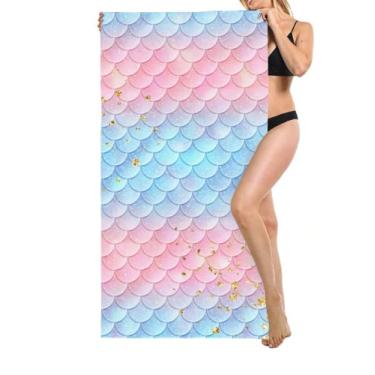 Imagem de Toalha de praia grande adulto sereia microfibra à prova de areia toalhas de praia femininas toalhas de praia leves de secagem rápida toalhas de viagem 76 x 178 cm