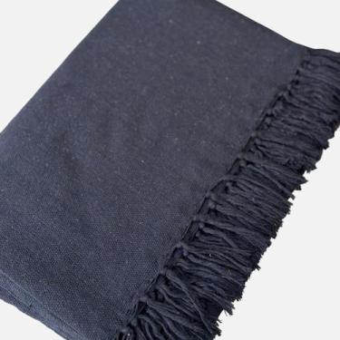 Imagem de Manta Para Sofá Tamanho Grande Casal 100% Algodão - Barbalius, Azul-Ma