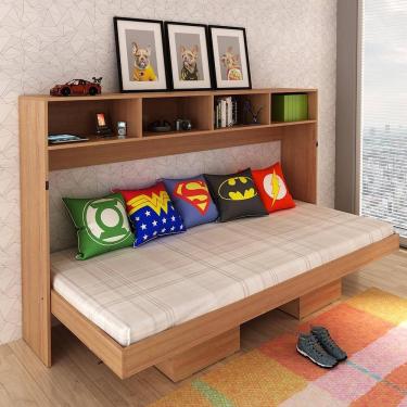 Imagem de Cama Articulada Horizontal Solteiro com Nichos CM8020 Amêndoa Tecnomobili